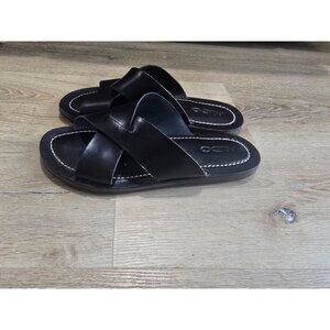 ALDO Black Leather Slide Sandals Mens Size 10 Cross Strap